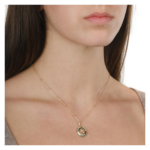 925 Silver Mary and Child Golden Necklace Zircons Agios 2