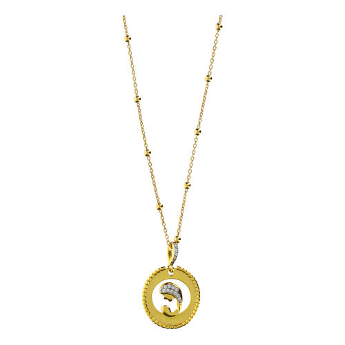 925 Silver Mary and Child Golden Necklace Zircons Benedictus 1