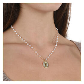 Collana perle dorata Agios Madonna Miracolosa argento 925