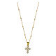 Gold plated necklace by Agios, cross of white rhinestones and 925 silver s1