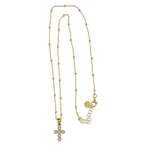 Collar dorado cruz zircones blancos plata 925 Agios 3