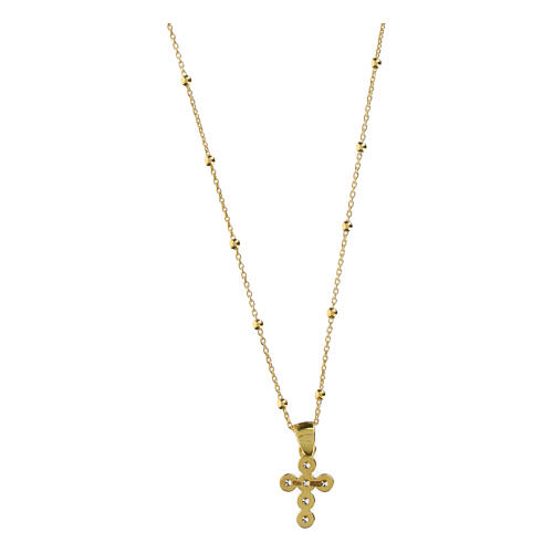 Collar dorado cruz zircones blancos plata 925 Benedictus 3