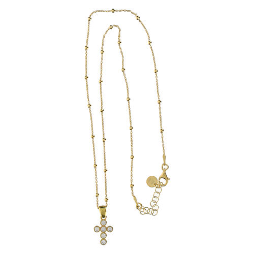Collar dorado cruz zircones blancos plata 925 Benedictus 5