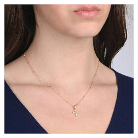 Agios 925 silver gold-plated cross necklace with white zirconia