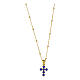 Collana dorata croce zirconi blu argento 925 Agios s1