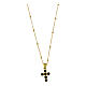 Golden cross necklace with black zircon silver 925, Agios s1