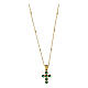 925 Silver Gold-Plated Cross Necklace with Emerald Green Zircons by Agios s1