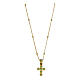 925 Silver Gold-Plated Cross Necklace with Emerald Green Zircons by Agios s3