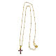 Golden Cross Necklace with Purple Zircons 925 Silver by Agios s4