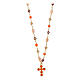 Golden Cross Necklace with Orange Zircons 925 Silver by Agios s1