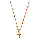 Golden Cross Necklace with Orange Zircons 925 Silver by Agios s3