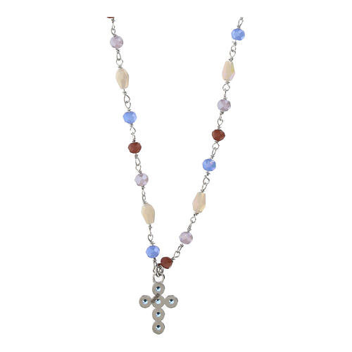 Collier doré croix zircons bleu ciel argent 925 Agios 3