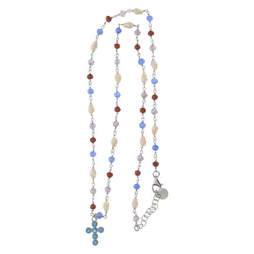 Collier doré croix zircons bleu ciel argent 925 Agios 4