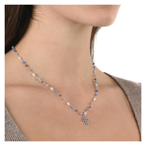 Collana croce zirconi azzurri argento 925 Agios 2