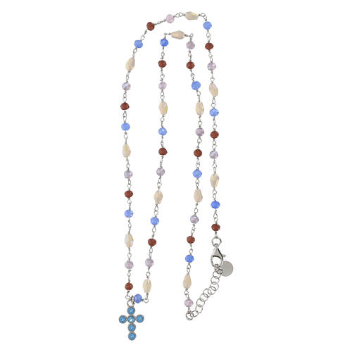 Collana croce zirconi azzurri argento 925 Agios 4