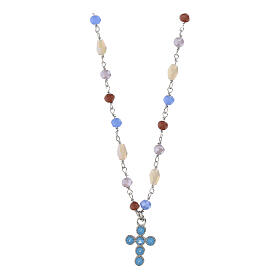 Necklace with blue zircon cross 925 silver, Agios