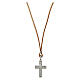 Collier cuir beige croix arbre de vie argent 925 Agios s3