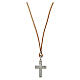 Collana pelle beige croce albero vita argento 925 Agios s3