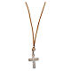 Beige leather necklace with 925 silver cross tree of life by Agios s1