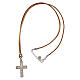 Beige leather necklace with 925 silver cross tree of life by Agios s4