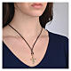 Collana pelle nera croce dorata albero vita argento 925 Agios s2