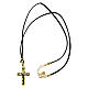 Collana pelle nera croce dorata albero vita argento 925 Agios s4
