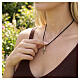 Collana pelle nera croce dorata albero vita argento 925 Benedictus s2