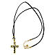 Collana pelle nera croce dorata albero vita argento 925 Benedictus s5