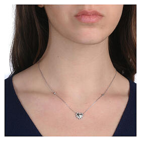 925 Silver Necklace White Zircon Heart, Agios