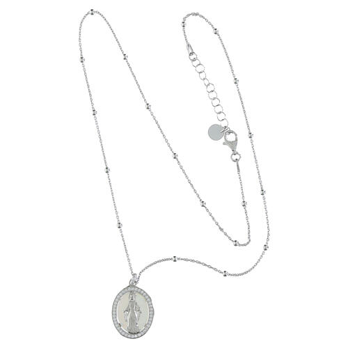 Halskette, 925er Silber, „Gottesmutter von der Wunderbaren Medaille“, Agios 4