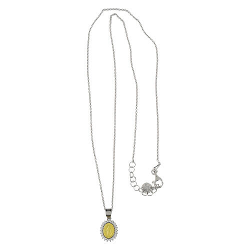Halskette, vergoldeter Anhänger „Gottesmutter von der Wunderbaren Medaille“, mit Zirkonia, 925er Silber, Benedictus 5