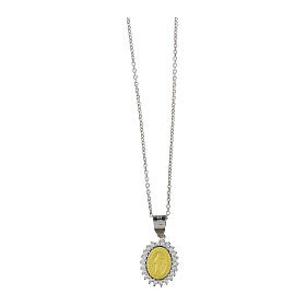 Gold plated necklace with Miraculous Medal by Benedictus, 925 silver and rhinestones