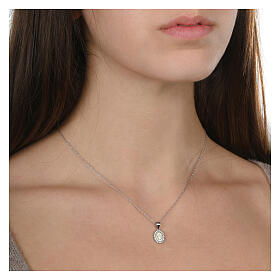 Collana dorata Madonna Miracolosa argento 925 zirconi Agios