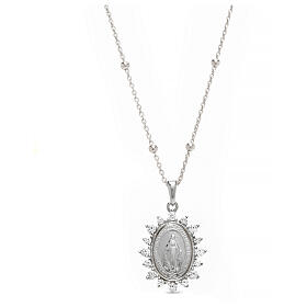 Benedictus necklace with Miraculous Medal, 925 silver and rhinestones