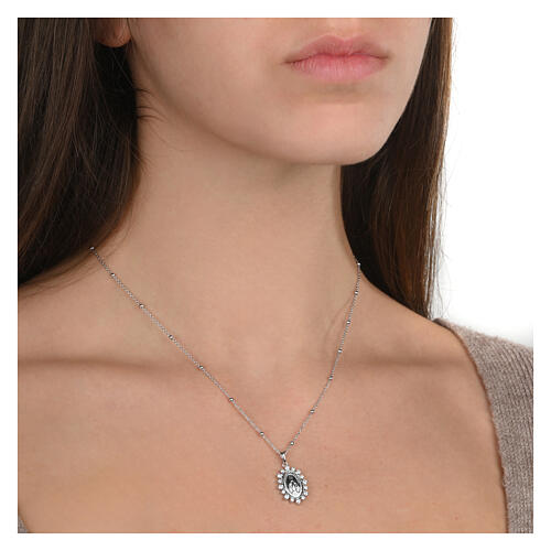 Collar Virgen Milagrosa plata 925 zircones Agios 2