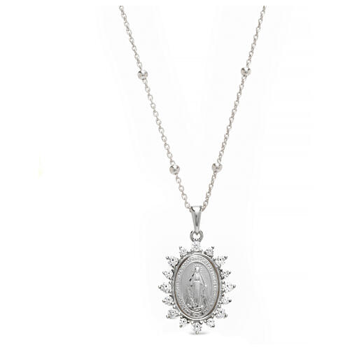 925 Silver Miraculous Mary Necklace with Zircons by Agios 1