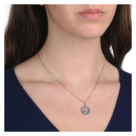 925 Silver Mary and Child Zircons Necklace by Agios