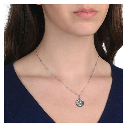925 Silver Mary and Child Zircons Necklace by Agios 2