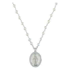 Collar perlas plata 925 Agios Virgen Milagrosa