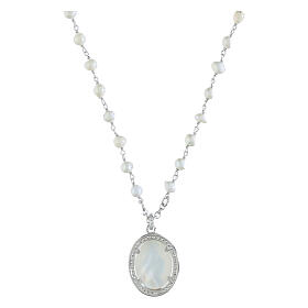 Collier perles argent 925 Agios Vierge Miraculeuse