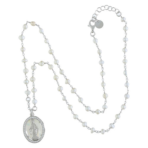 Collier perles argent 925 Agios Vierge Miraculeuse 3