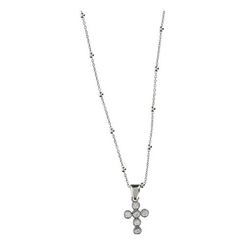 Collier argent 925 croix zircons blancs Benedictus 1