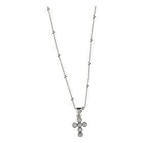925 Silver Cross Necklace with White Zircons by Agios
