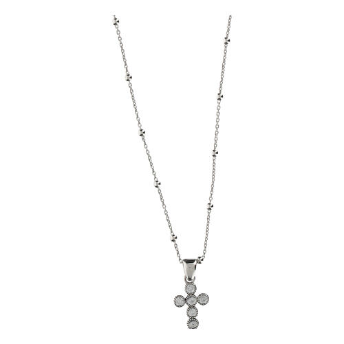 925 Silver Cross Necklace with White Zircons by Agios 1