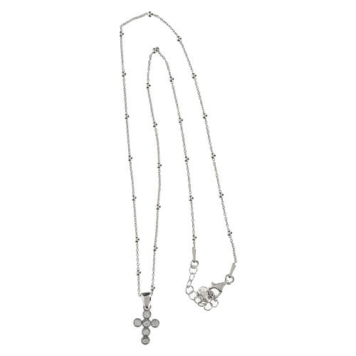 925 Silver Cross Necklace with White Zircons by Agios 4