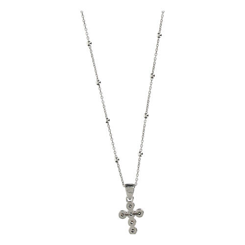 925 Silver Cross Necklace with White Zircons by Benedictus 3