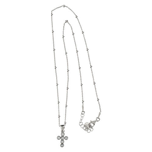 925 Silver Cross Necklace with White Zircons by Benedictus 5