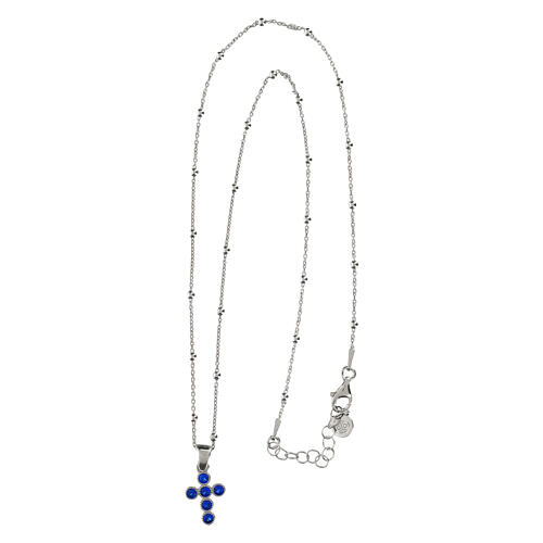 Halskette mit Kreuzanhänger, blaue Zirkonia, 925er Silber, Agios 4