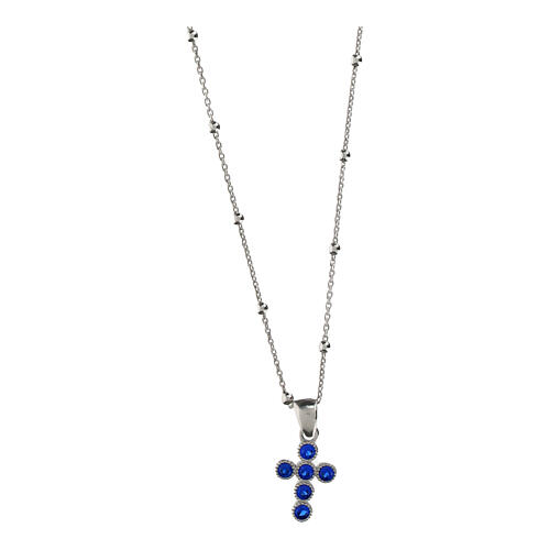 Collana argento 925 croce zirconi blu Agios 1