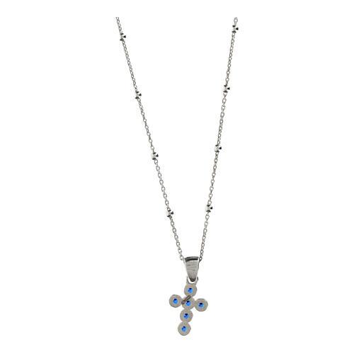 Collana argento 925 croce zirconi blu Agios 3